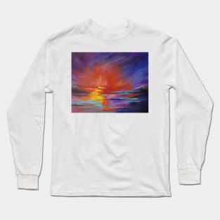 Red Skyscape  The deep red sun sinks into the Pacific ocean and sets over the Hawaiian Islands near the beach. Long Sleeve T-Shirt